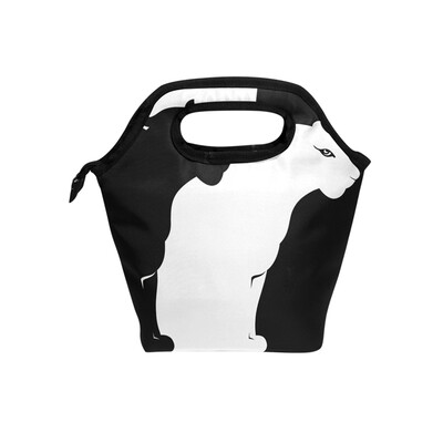 

Lunch Bag Tote Bag Black White Leopard Travel Picnic Organizer Lunch Holder Handbags Lunch Bag Box for Office
