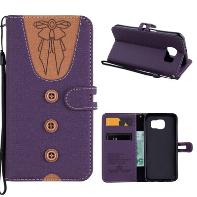 

MOONCASE Samsung Galaxy S6 stitching embossed womens leather case - purple