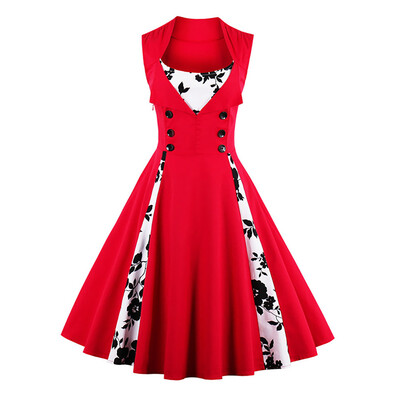

Fit&Flare Print Vintage Tea Length Dress