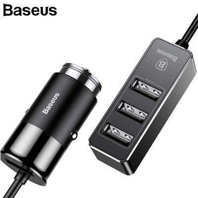 

Baseus 55A 4 Ports USB Car Charger Multiple Expander Car-Charger Adapter Fast Charge Mobile Phone Charge
