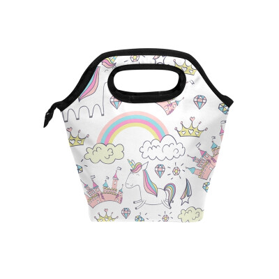 

Lunch Bag Tote Bag Castle Unicorn Travel Picnic Organizer Lunch Holder Handbags Lunch Bag Box