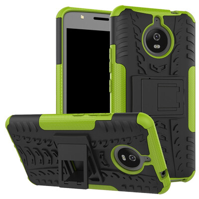 

Fivice Motorola Moto E4 Plus Case TPU anti-fall tire pattern back clip bracket phone case