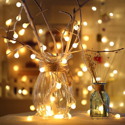 

Inkfish warm white ball light 10 meters 100 lights plug-in models with tail plug coffee shop mall hotel window showroom hall hall stalls corridor outdoor fence outdoor anti-watercolor lamp
