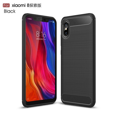 

Fivice Xiaomi Mi 8 Exploratory Edition case Luxury brushed carbon fiber TPU soft shell