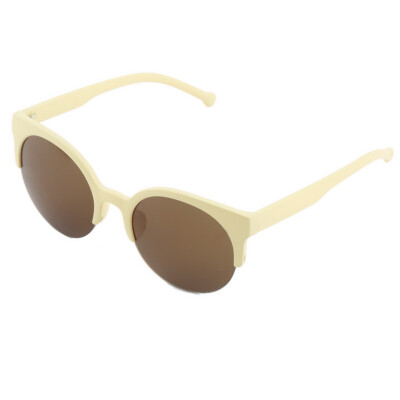 

Circle Round Super Half Frame Retro Flat Bar Cat Eye Sunglasses Simple Sunnies