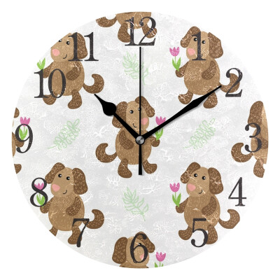 

Wall Clock Arabic Numerals Design Cute Cartoon Dog Round