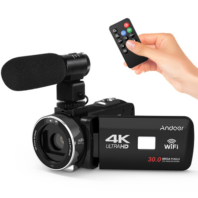 

Andoer 4K Ultra HD WiFi Digital Video Camera Camcorder DV Recorder 16X Zoom 30" LCD Touchscreen IR Night Vision with Hot Shoe Mou