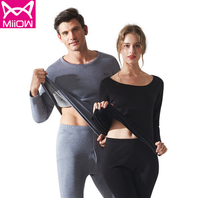 

Cat MiiOW thermal underwear for men&women thickening plus velvet velvet round neck Slim thick autumn clothing long trousers middle-aged bottoming warm pants round neck ash 3XL