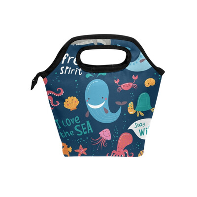 

Lunch Bag Tote Bag Sea World Animals Travel Picnic Organizer Lunch Holder Handbags Lunch Bag Box for Office