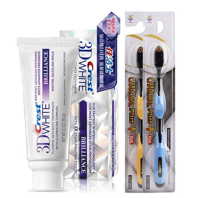 

Crest toothpaste 116g 1 pc 2 pcs Soft Toothbrush Black Bamboo Charcoal Nano Tooth Brush Teeth Whitening