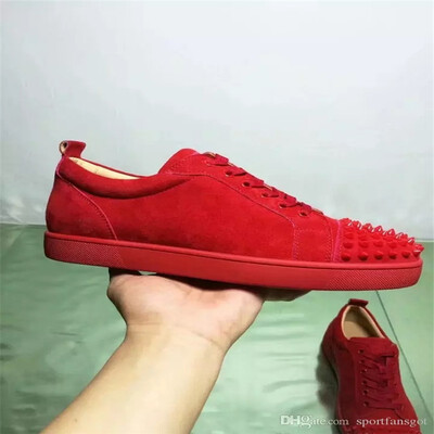 

Designs Shoes Spike junior calf Low Cut Mix 20 Red Bottom Sneaker Luxury Party Wedding Shoes Genuine Leather Spikes Lace-up Casual