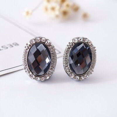 

New fashion simple oval ear clip night wedding party necessary earrings jewelry jewelry Women Austrian Crystal CZ Girls