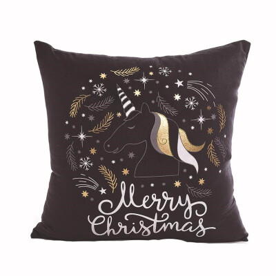 

Bronzing Gold Printed Cushion Decorative Pillows Black Pillowcase Home Decor Sofa Throw Pillows Christmas Decorations For Home