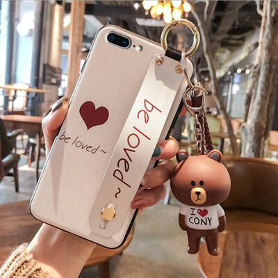 

For iPhone6S Phone Cases 2018 new Arrival Fashion Covers Soft TPU With Wristband Kickstand Hand rope Small Bear case