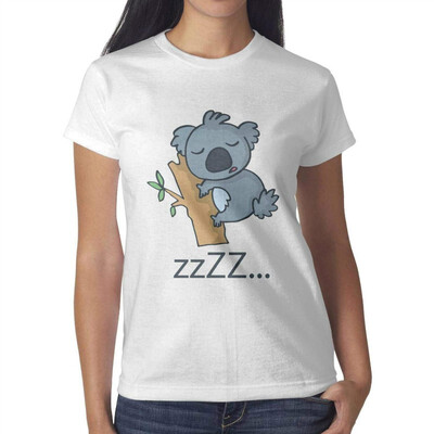 

Sleeping Koala Bear Decor Koala Shirt Womens White t-Shirt Cotton Interesting