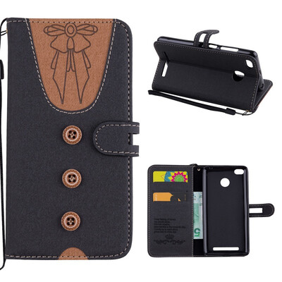 

MOONCASE Millet red rice 3S stitching embossed womens leather case - black