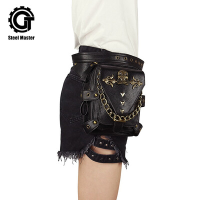 

Steel master punk Skull Rivet Waist Bag Women Retro Mini Small Cross body Shoulder Bags Outdoor locomotive package