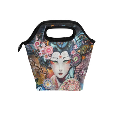 

Lunch Tote Bag Artistic Women Travel Picnic Insulated Lunch Handbags Portable Zipper Lunch Bag Box