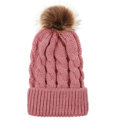 

Women Winter Beanie Hat Knitted CRYSTAL Ladies Fashion Large Pom Pom Gifts uk