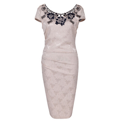 

European Foreign Trade Station Hot Sale Short Sleeve Lace O Neck Pencil Party Dress