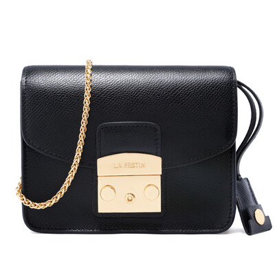 

La Festin 618630 ​​new Messenger bag small square bag shoulder bag leather chain buns night black