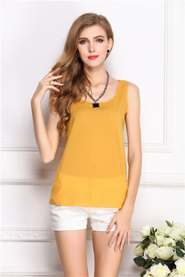 

Chiffon Summer Women Blouses Sling O-neck Loose Big Size Vest Blouse