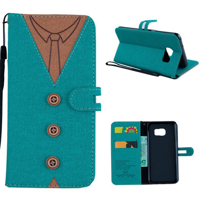 

MOONCASE Samsung Galaxy S7 Edge stitching embossed mens leather case - green