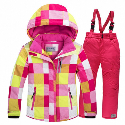

degrees 2018 Children Ski Suit Set Thick Waterproof Teenage Girl Boy Cold-proof Outdoor Clothes Windproof Winter Suits Kids