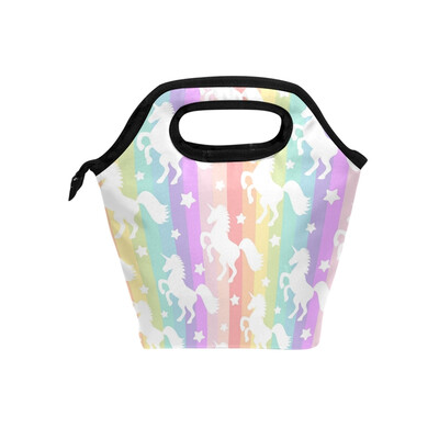 

Lunch Bag Tote Bag Colorful Stripe Unicorn Travel Picnic Organizer Lunch Holder Handbags Lunch Bag Box for Office