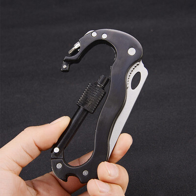 

NeillieN Safety buckle Multifunctional mountaineering buckle Folding Knifefolding knife key buckle screwdriver bottle opener