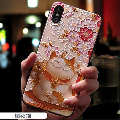 

For iphone  MAX XR X Phone cases covers Silicone Soft TPU 3D Emboss Patterned Fitted cases