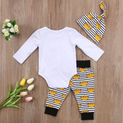 

Adorable 3pcs Newborn Baby Boy Cotton Tops Romper Pants Hat Outfits Set Clothes