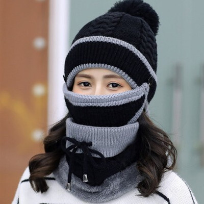 

Winter hat ladys woollen cap with fleece&thick knit cap
