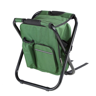 

Outdoor Folding Stool Portable Backpack Chair Stool with Insulated Cooler Bag for Camping Fishing Hiking Beach