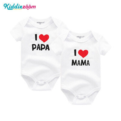 

Kiddiezoom 2PCSLot I Love PaPa MaMa Baby Boys Clothes 100Cotton Babywear Bodysuits Baby Girls Clothes Newborn Short Sleeve