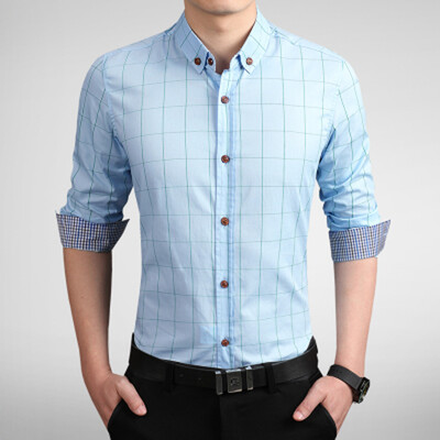 

2016 100 High Quality Mens Dress Shirts Blue Shirt Men Causal Striped Shirt Men Camisa Social Masculina Chemise Homme -5XL