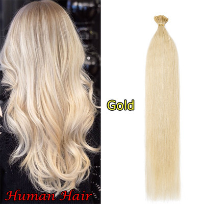

16-22" I-TIP HAIR Glue Real Remy Human Hair Extensions Real Soft Hair Extensions STICK HAIR 100strands50g