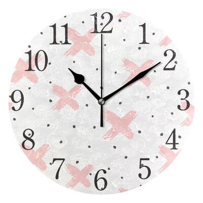 

Wall Clock Arabic Numerals Design Crosses And Irregular Polka Dots Round