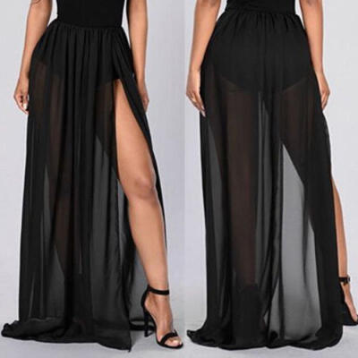 

Trendy Lace Layered Maxi Skirt A Line Boho High Waist Long Skirts For Women