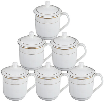 

Jieya Jie Cup Set Ceramic Office Cup 350ml with covered cups 6 installed Galaxy Cup gold