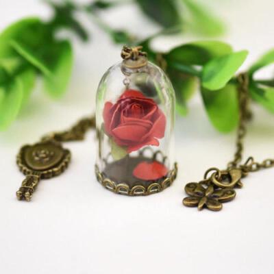 

Natural Real Cute Flower Lucky Wish Glass Bottle Chain Pendant Necklace Hot