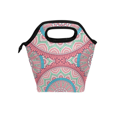 

Lunch Tote Bag Pink Semicircle Travel Picnic Insulated Lunch Handbags Portable Zipper Lunch Bag Box