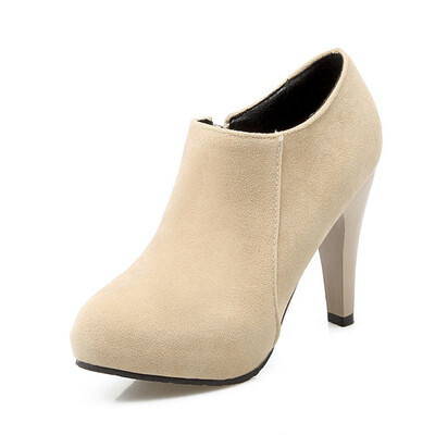 

IDIFU Womens Dressy Faux Suede Round Toe Hidden Platform Side Zipper High Heel OL Ankle Booties
