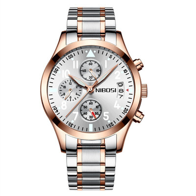 

Korean version of the series of steel all black mens watch 3 degrees waterproof luminous three eyes 6 needle mens watch