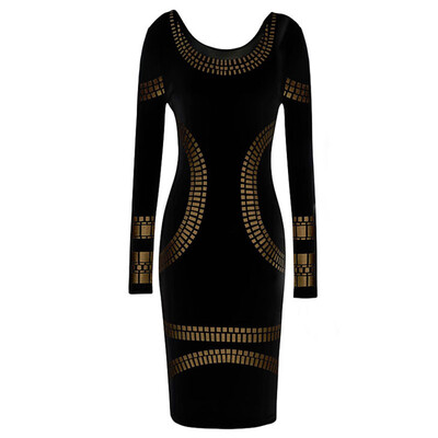 

Buenos Ninos Silm OL Pencil Skirt Round Collar Hot Stamping Printing