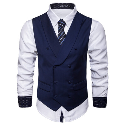 

AOWOFS2018 autumn new mens solid color vest business casual small vest S-5XL MJ003