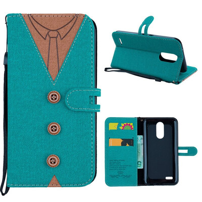 

MOONCASE LG K10 2017 stitching embossed mens leather case - green
