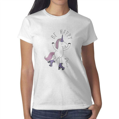 

Cartoon Unicorn Pretty Women White Tshirts Cotton Lightweight T-Shirts