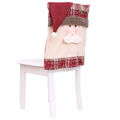 

Christmas Chair Cover Santa Claus Snowman Decorations for Home Chair Back Cover