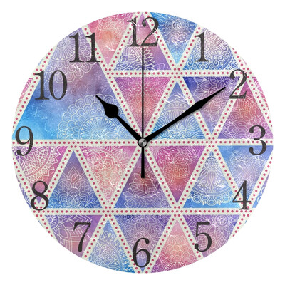 

Wall Clock Floral Triangle Pattern Round Wall Clock Arabic Numerals Design